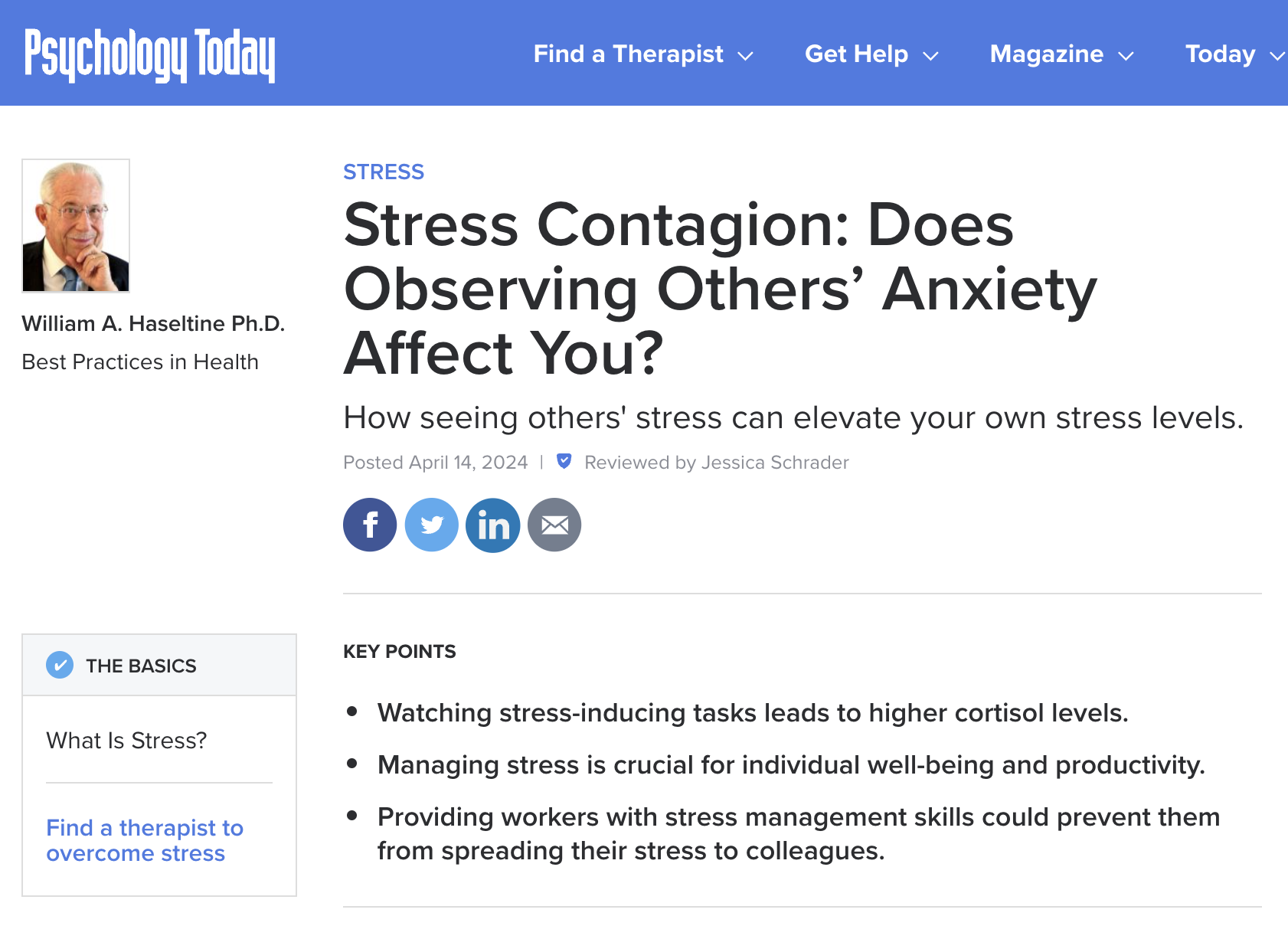 Stress Contagion: Does Observing Others’ Anxiety Affect You?